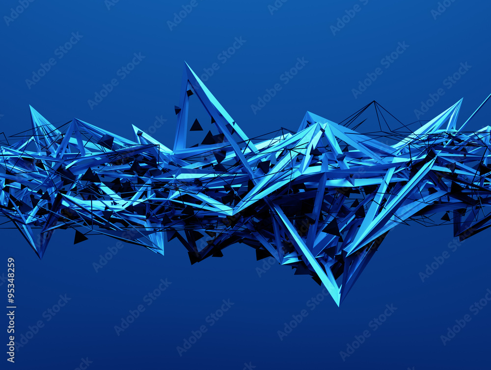 Poster abstract 3d rendering of chaotic structure.