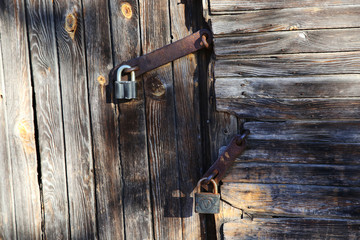 lock on old wooden door