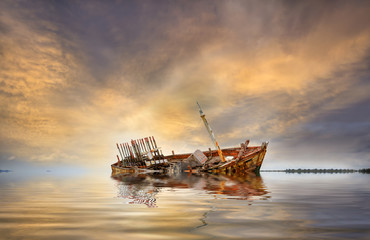 The wrecked ship, Thailand