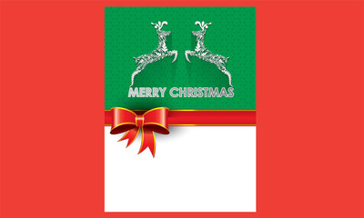 Christmas card and celebration background with gift deers and place for your text