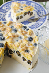 Piece of blueberry cheesecake