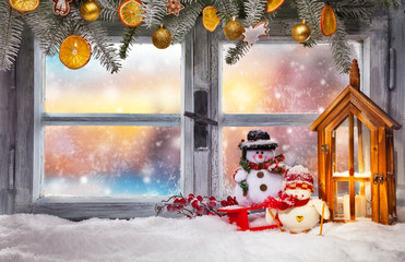 Atmospheric Christmas window sill decoration