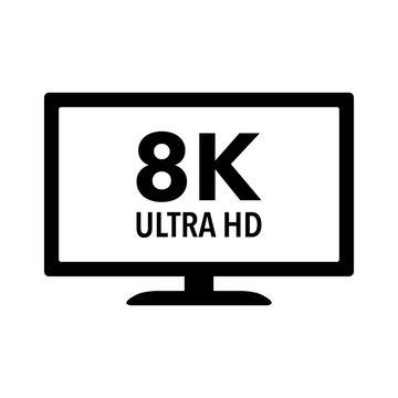 8K full ultra HD / UHD HDTV flat icon for apps and websites