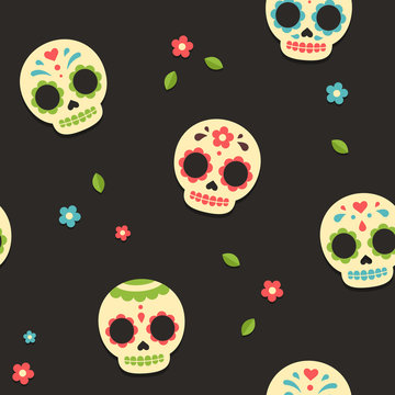 Mexican sugar skulls pattern