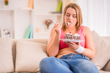Fat woman dieting