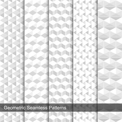 Set of vector geometric seamless patterns.