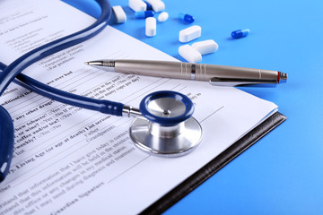 Doctor workplace close up