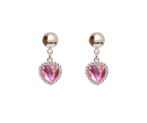 Silver earrings isolated on the white background