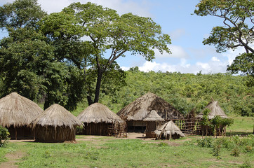 Fototapeta na wymiar Huts Village - Zambia