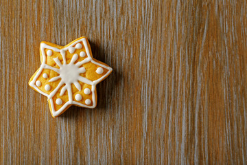 Christmas cookie on wooden table