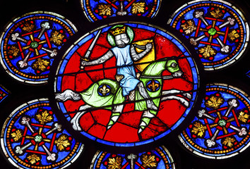 Armed Knight Sword Stained Glass Notre Dame Cathedral Paris