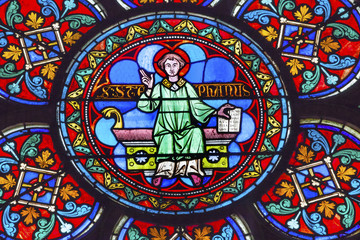 Saint Stephen Stained Glass Notre Dame Cathedral Paris France