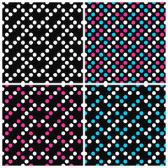 Set of colorful vector patterns with dots.