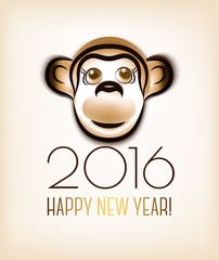 Happy new year 2016. Year Of The Monkey. Vector Illustration