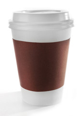 Paper cup of coffee isolated on white