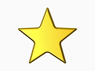 Golden star on white background
