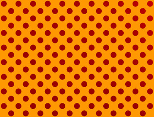 red polka dot on orange background