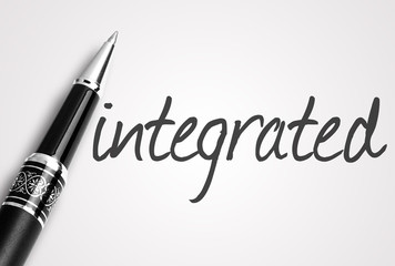 pen writes integrated on white blank paper