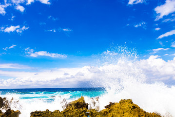 Sea, waves, seascape. Okinawa, Japan.