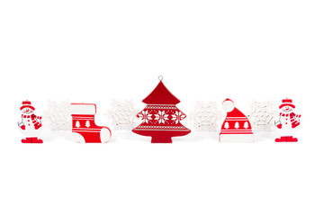 Wooden Christmas figurines snowmen snowflakes Christmas tree hat