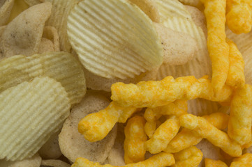 potato chip fat cholesterol salted junk fast food concept