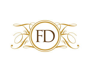 FD Luxury Ornament Initial Logo
