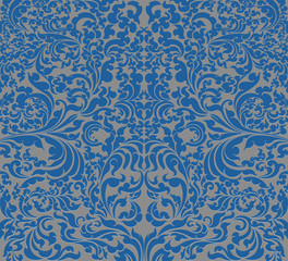 Blue floral art pattern,Thai art pattern vector abstract background