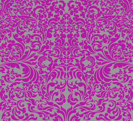 Purple floral art pattern on a gray vector background