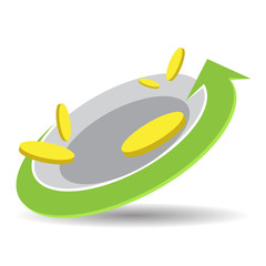coin and arrow finance logo  or icon for graphic design and website 