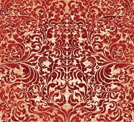 Red floral art pattern grunge style