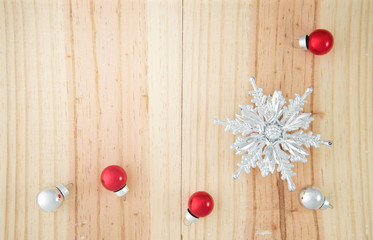 Christmas ornament on wooden background