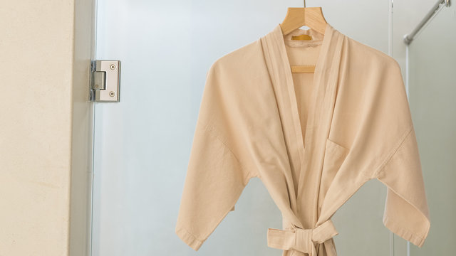 Resort Bath Robe Hanging On The Shower Room