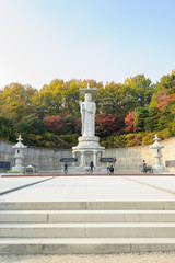 Fototapeta na wymiar Bongeunsa Temple in autumn red leaves Seoul, Korea.