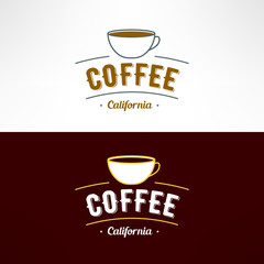 Vector coffee shop logo. Restaurant menu design element. Cafe emblem and decoration symbol