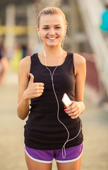 Fototapeta premium Girl Running town