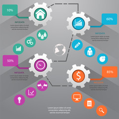  Gear business marketing infographic template Vector illustratio