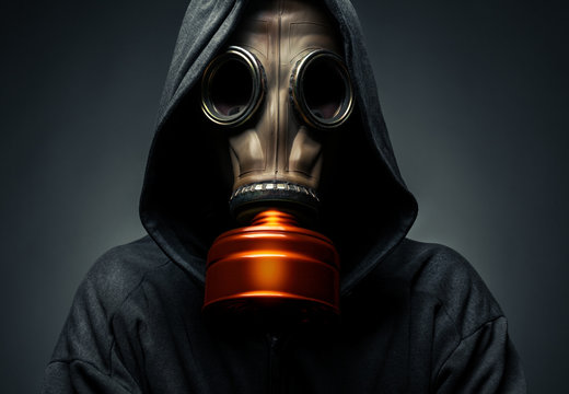 male in a gas mask