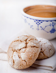 Cup of coffee with cookies. Breakfast . Morning.