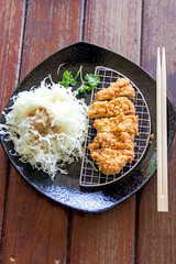 japanese deep fried pork cutlet or tonkatsu, Japanese food