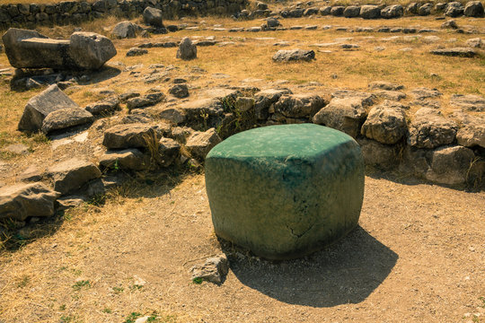 Greenstone cube in Hattusa, ancient Hittite capital, gift from pharaoh Ramesse II, Turkey