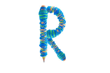 Letter R logo. Alphabet logotype from pencil / education symbol.