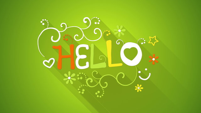 Hello text greeting animation flat style last 5s loop