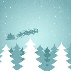 Santa Claus Flying With His Sleigh