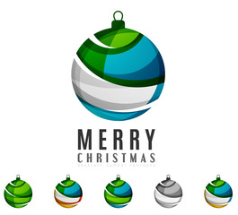 Set of abstract Christmas ball icons, business logo concepts, clean modern geometric design
