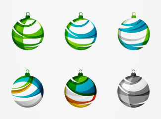 Set of abstract Christmas ball icons, business logo concepts, clean modern geometric design