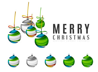 Set of abstract Christmas ball icons, business logo concepts, clean modern geometric design
