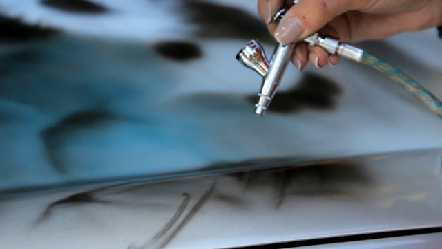 close up of airbrush painting 