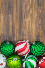 Luxury colorful Christmas ball on wooden background, Copy Space