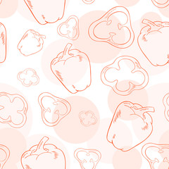 vector seamless pattern with pepper and its slice