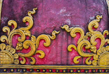 Thai art style on elephant statue in public temple